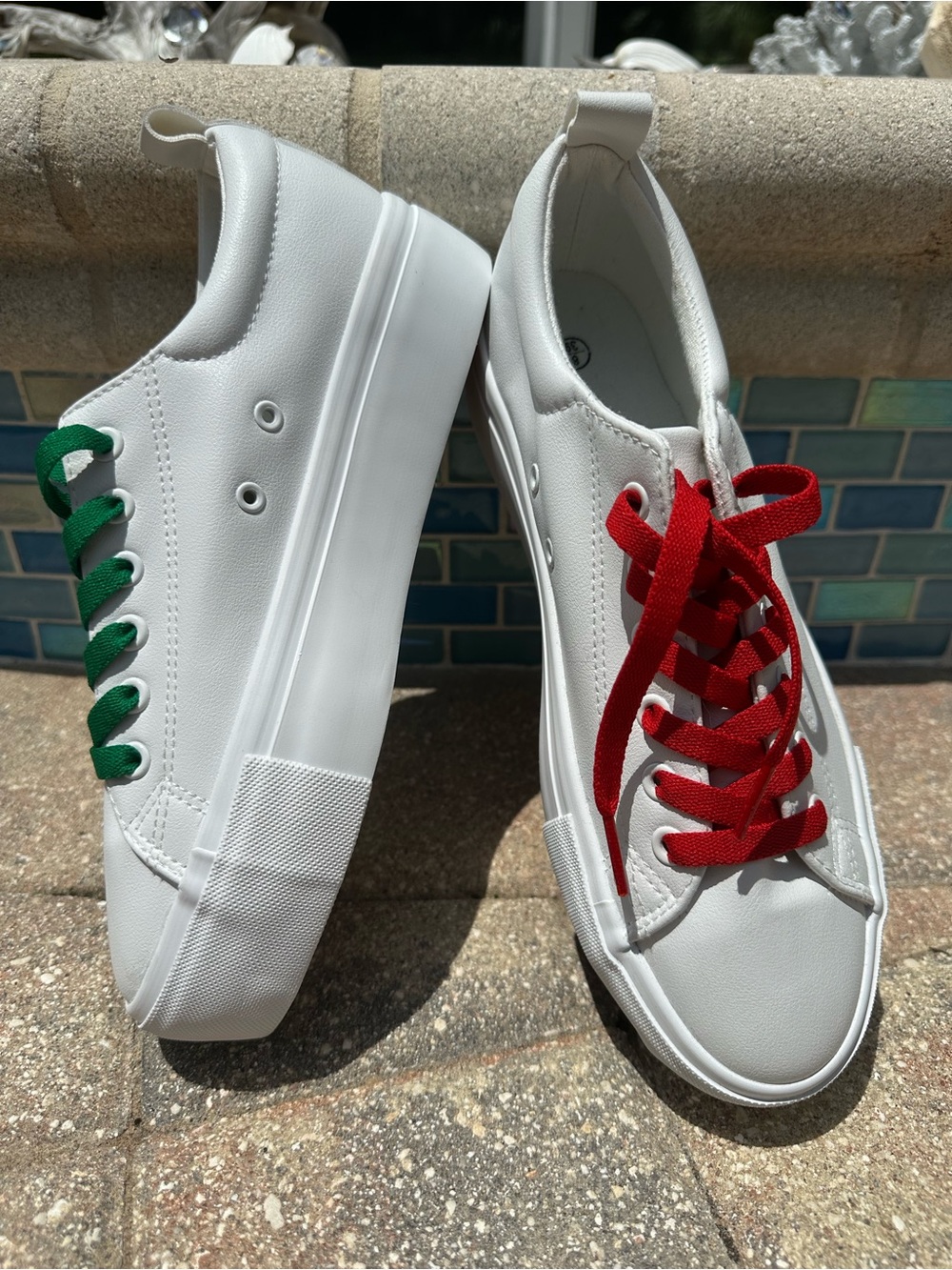 SERNIAL Womens White Platform Sneakers PU Leather Shoes
